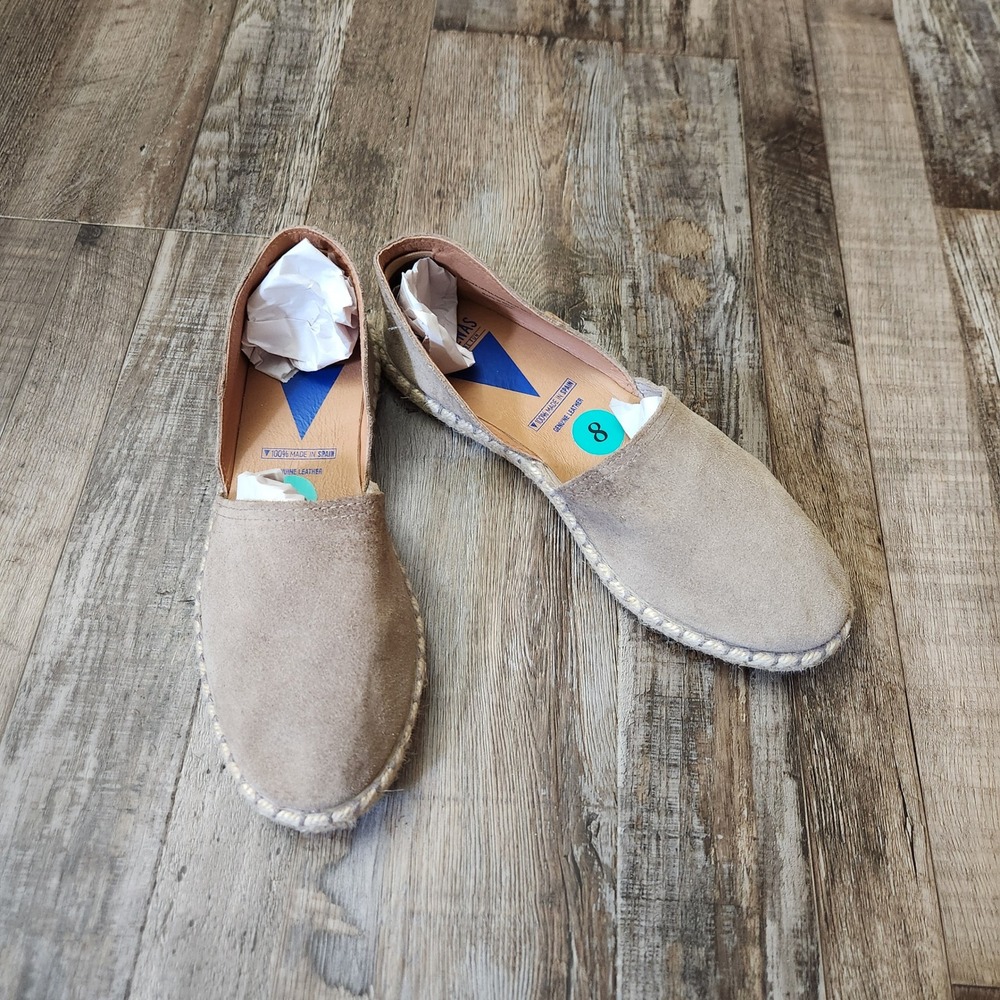 Verbenas Carmen Taupe Suede Espadrille Flats Made in Spain‎ Womens 9 EU 40